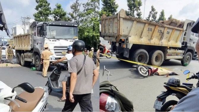 Camera ghi lại cảnh người phụ nữ ra đi tại chỗ vì đi vào điểm mù xe ben, tài xế lập tức làm 1 việc