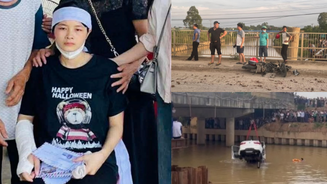 Thai phụ 7 tháng vụ ô tô lao xuống sông ở Nghệ An được xuất viện, đau đớn về chịu tang chồng