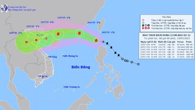 Dự báo thời tiết ngày 20/7-23/7: Diễn biến bão số 3 - bão WIPHA và các chỉ đạo ứng phó cần lưu ý