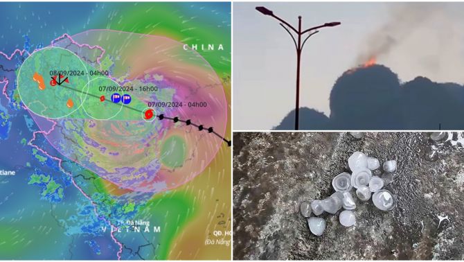 Quảng Ninh mưa đá dội ầm ầm, sét đánh cháy núi do ảnh hưởng của bão Wipha