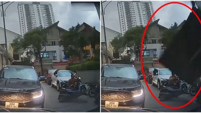 Thót tim cảnh người đàn ông suýt bị mái tôn cứa đứt người trong cơn giông chiều nay ở Hà Nội