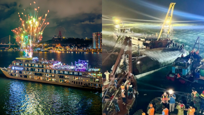 Một du thuyền ở Hạ Long vẫn bắn pháo hoa vui chơi khi lực lượng chức năng căng mình tìm nạn nhân vụ lật tàu