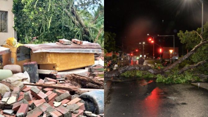 Hình ảnh hiện trường tan hoang sau ảnh hưởng của bão Wipha: Nhà tốc mái, cây cổ thụ bật gốc