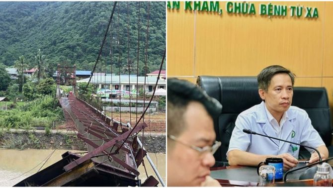 Cán bộ xã nguy kịch sau vụ cầu treo đứt cáp, ô tô chở 3 người rơi thẳng xuống sông