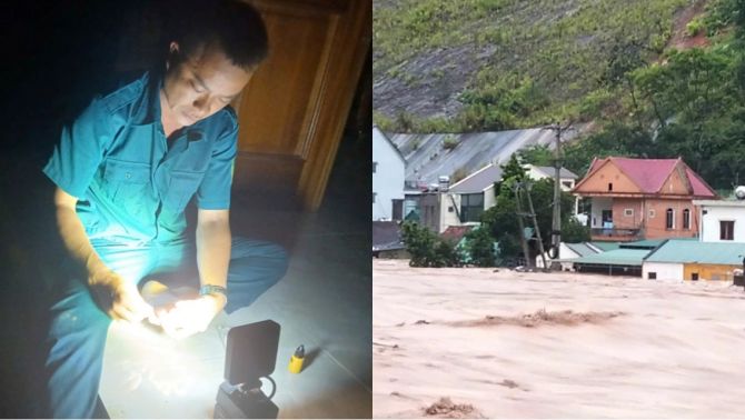 Người đàn ông buộc dây thừng vào người, bơi cứu 5 người dân mắc kẹt giữa dòng nước lũ Nghệ An