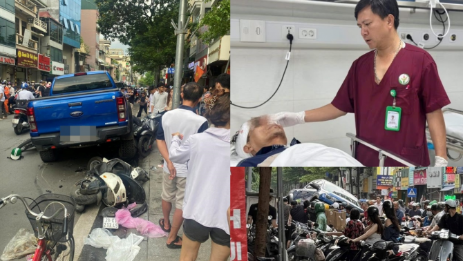 Nạn nhân vụ xe bán tải tông loạt xe máy ở Khâm Thiên nguy kịch, công an thông tin nóng về tai nạn kinh hoàng