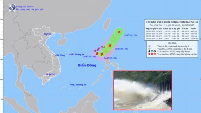 Thông tin mới nhất về bão số 4 Cỏ May, cảnh báo vùng nguy hiểm trên Biển Đông
