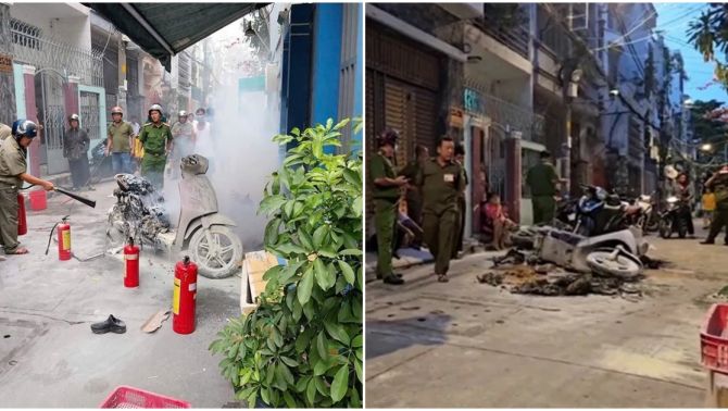 Xe máy điện không sạc vẫn bốc cháy, gia đình 7 người hoảng loạn tháo chạy thoát thân