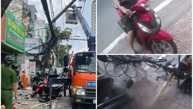 Người dân bàng hoàng kể lại giây phút tài xế xe tải đột quỵ tử vong đâm gãy cột điện ở Thủ Đức