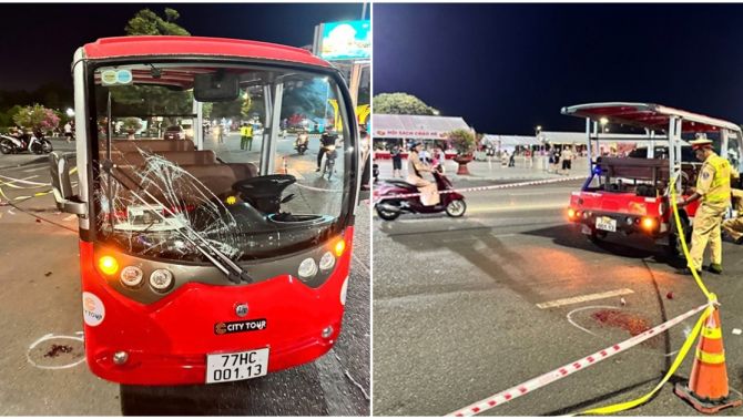 Ám ảnh hiện trường xe điện du lịch ở Quy Nhơn tông 3 người thương vong