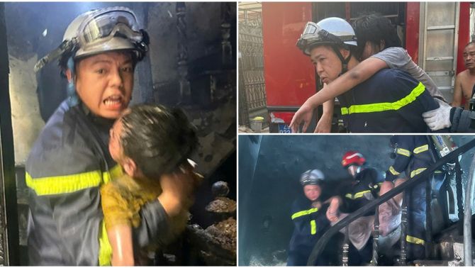 Phép màu đến với 3 cháu bé mắc kẹt trong ngôi nhà cháy ngùn ngụt trong ngõ sâu ở Hà Nội