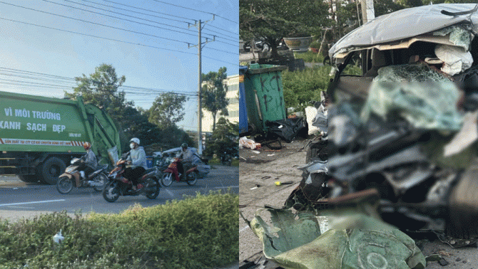Hiện trường và tin nóng vụ va chạm mạnh giữa tài xế ô tô và xe chở rác khiến 2 người tử vong tại chỗ