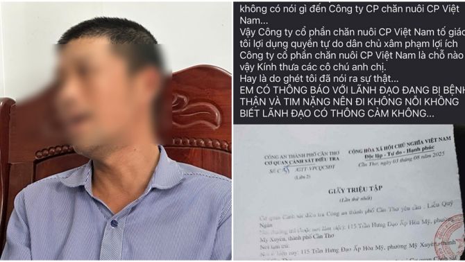 Phản ứng nóng của người từng ‘tố’ C.P Việt Nam bán thịt heo bệnh sau khi nhận giấy triệu tập của Công an Cần Thơ