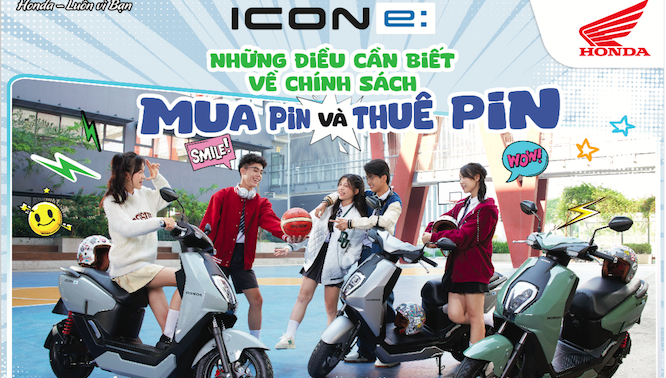 Honda Việt Nam công bố Chính sách bán pin của xe gắn máy điện ICON e: