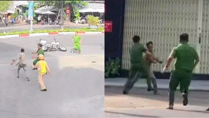 Camera ghi lại cảnh thanh niên ngông nghênh đạp ngã mô tô đặc chủng, tấn công CSGT sau khi gây tai nạn