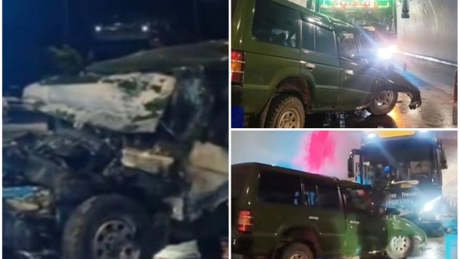 Hiện trường kinh hoàng vụ xe khách và ô tô 7 chỗ đâm thẳng vào nhau khiến 2 người tử vong tại chỗ