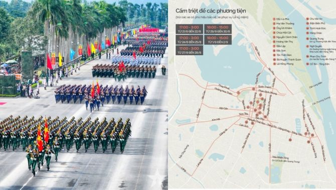 Hà Nội: Lần đầu hợp luyện diễu binh tại Quảng trường Ba Đình, cấm đường từ 11h30, người dân chú ý lộ trình! 