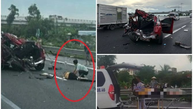 Hiện trường tan tành vụ tai nạn ô tô con và xe tải trên cao tốc HN-HP: Người, xe nằm bẹp giữa đường