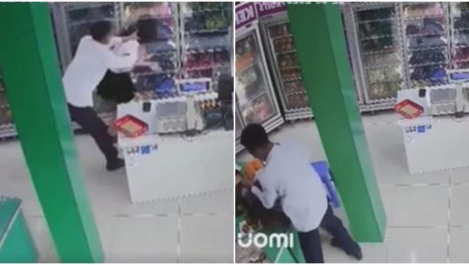 Phẫn nộ clip người đàn ông hành hung dã man cô gái ở cửa hàng hoa quả, sững sờ lý do ra tay