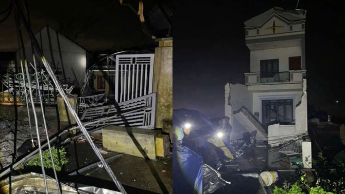 Lốc xoáy kinh hoàng chỉ 2 phút ở Ninh Bình: Nhà 3 tầng bị xé toạc, 1 cụ bà thiệt mạng