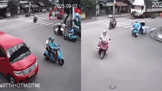 Tai nạn TP.HCM: Camera ghi lại khoảnh khắc 2 mẹ con đi xe máy tử vong dưới gầm xe tải tại giao lộ quận 12