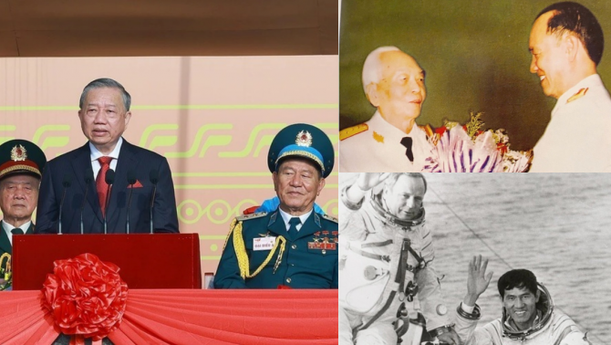 Điều đặc biệt về 2 vị tướng anh hùng ngồi cạnh Tổng Bí thư Tô Lâm khi đọc diễn văn ở Quảng trường Ba Đình