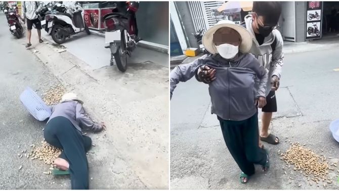 Xôn xao clip cụ bà bị ‘bắt tại trận’ liên tục giả vờ ngã ra đường, nghi để nhận tiền của người đi đường