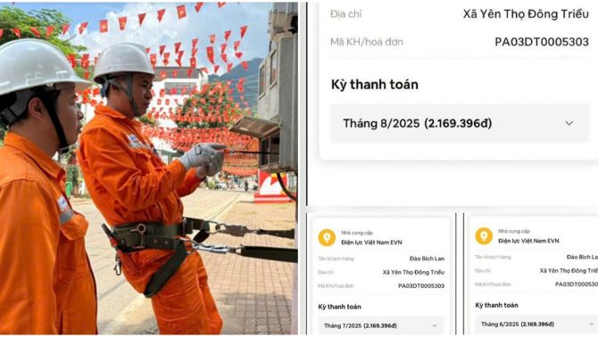 Điện lực Đông Triều, Quảng Ninh thông báo kết quả kiểm tra hóa đơn tiền tiện 3 tháng giống hệt nhau của 1 gia đình