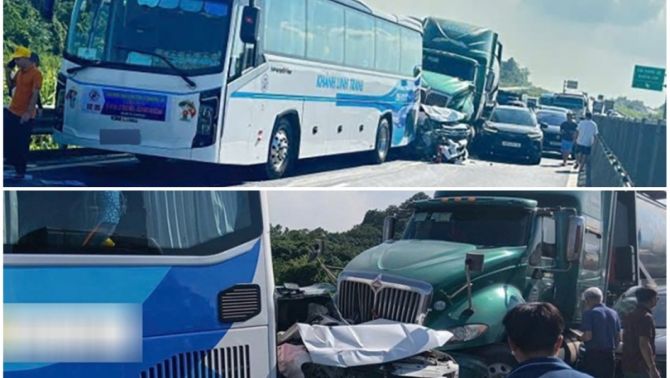 Hiện trường 'bẹp dúm' vụ 5 xe ô tô đâm nhau liên hoàn trên cao tốc đi Hà Nội, thiệt hại nặng nề