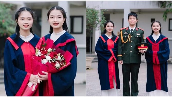 Gia thế của 2 chị em song sinh trúng tuyển vào Học viện Quân Y với điểm tuyệt đối 30/30