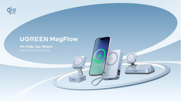 UGREEN ra mắt dòng sạc nhanh không dây từ tính MagFlow Qi2 25W, tương thích iPhone 17 và các dòng Android