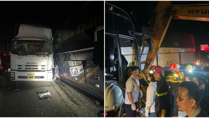 Tai nạn nghiêm trọng trên cao tốc La Sơn – Túy Loan: Thót tim cảnh dùng máy múc giải cứu 12 người mắc kẹt trong xe khách