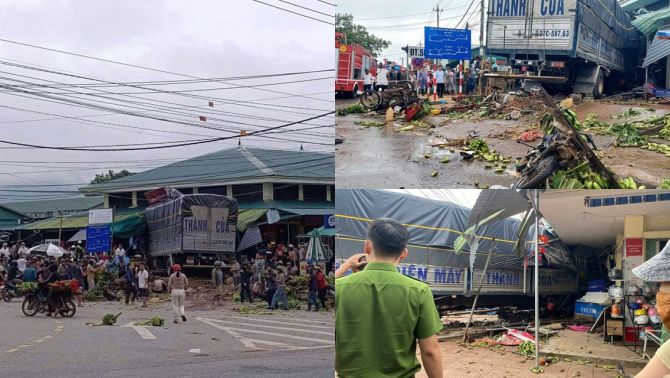 Camera ghi lại khoảnh khắc xe tải lao vào chợ khiến 6 người thương vong, hiện trường kinh hoàng