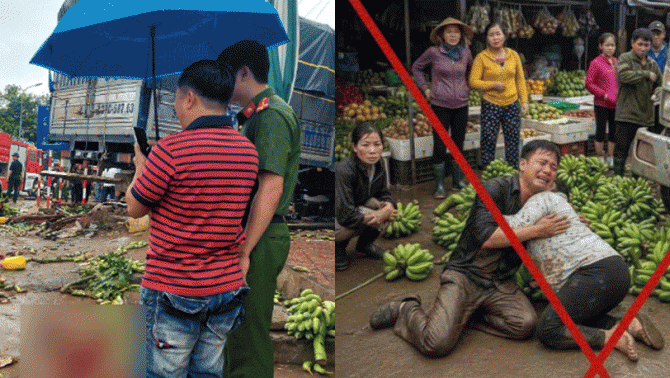 Thực hư cảnh chồng đau đớn ôm vợ bầu 8 tháng tử vong trong vụ xe tải lao vào chợ chuối? Danh tính các nạn nhân?