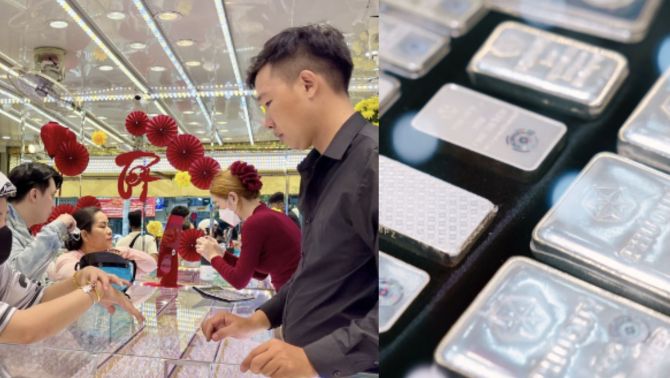 Giá vàng chao đảo, người dân đổ xô sang mua bạc khiến cửa hàng đông nghịt khách