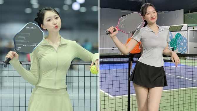 Chẳng cần hở bạo khoe thân, Á khôi thanh lịch Kim Trà My vẫn hút mọi ánh nhìn trên sân pickleball