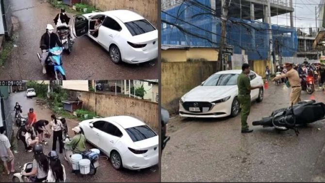 Clip nữ tài xế ô tô mở cửa bất cẩn khiến người đi xe máy ngã rồi lớn tiếng trách 'đi không quan sát'