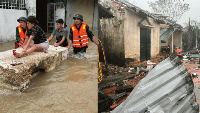 Bão số 10 gây thiệt hại nặng tại miền Trung: 13 người chết và mất tích, hàng nghìn ngôi nhà tốc mái