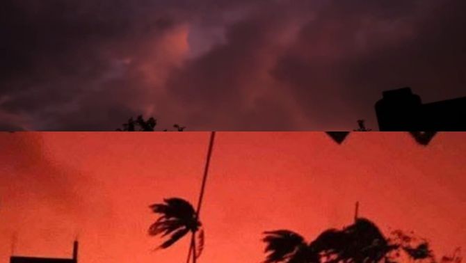 Bầu trời ở Nghệ An bất ngờ chuyển màu đỏ bầm kỳ lạ sau bão Bualoi, chuyện gì đang xảy ra?