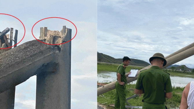 Công an vào cuộc vụ gãy 2 cột điện sau bão Bualoi để lộ lõi sắt hộp khiến người dân hoang mang