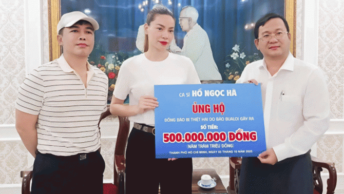 Mặt trận Tổ quốc Việt Nam thông tin về việc Hồ Ngọc Hà ủng hộ bà con vùng bão, lũ 500 triệu đồng