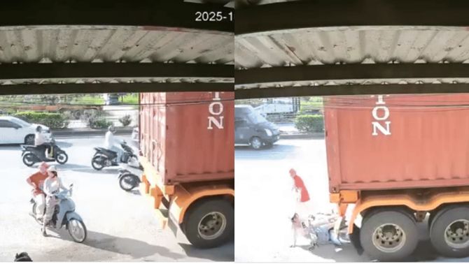 Camera ghi lại cảnh 2 cô gái thoát thân trong tích tắc trước khi bị container nghiền nát, lỗi của ai?