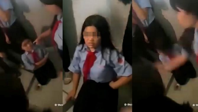 Clip nữ sinh lớp 8 bị bắt quỳ trong nhà vệ sinh, hứng đòn dã man từ bạn học, hé lộ nguồn cơn sự việc