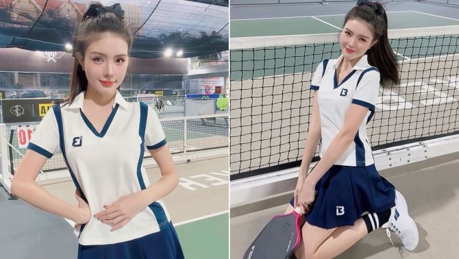 Tình cũ Bùi Anh Tuấn 'phát sáng' trên sân pickleball: Nhan sắc như búp bê, trang phục ghi điểm lớn