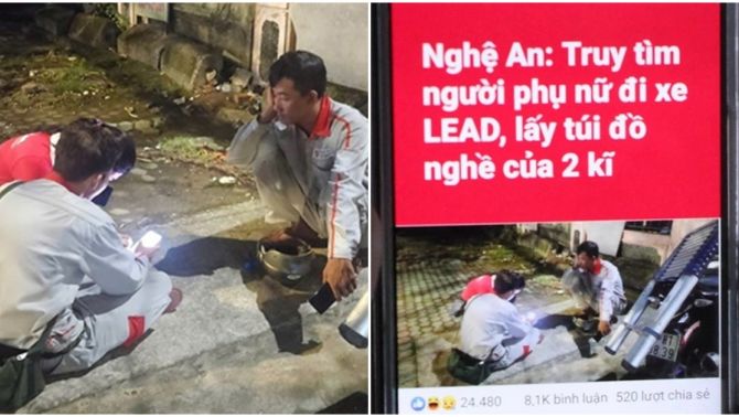 Truy tìm người phụ nữ lấy túi đồ nghề của 2 nhân viên viễn thông TPHCM ra Nghệ An hỗ trợ khắc phục hậu quả bão số 10