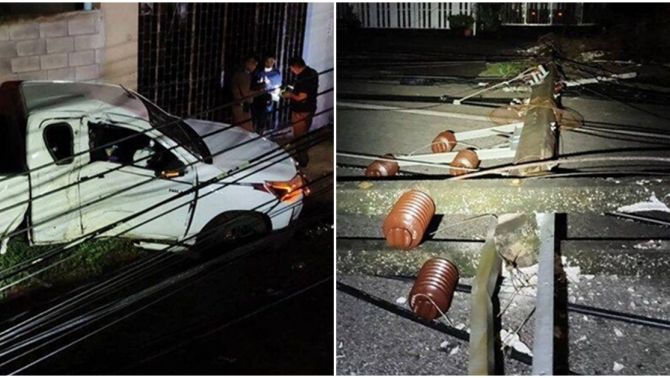 Cô gái 22 tuổi tông đổ 9 cột điện trong đêm khiến nửa thành phố chìm trong bóng tối