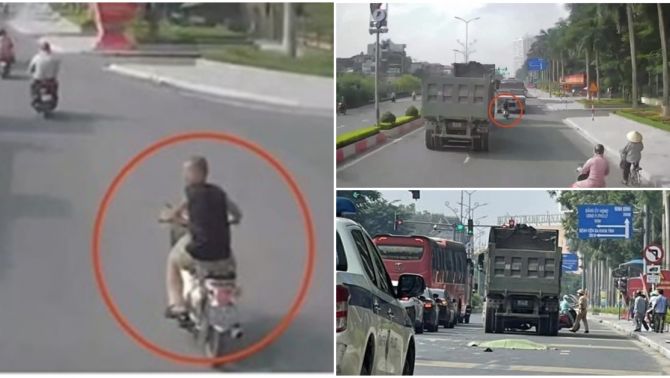 Clip người đàn ông không đội mũ bảo hiểm tạt đầu, đánh võng trước xe ben và cái kết ‘đắp chiếu’