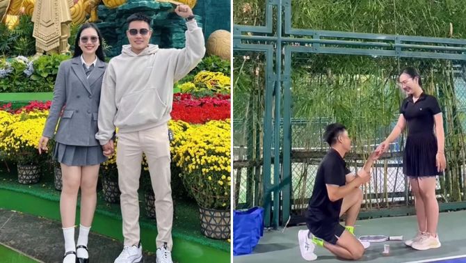 Cô gái được HLV cầu hôn ngay trên sân pickleball, hé lộ chuyện tình lãng mạn gây sốt MXH