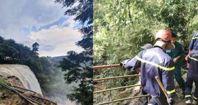 Lâm Đồng: Camera ghi lại cảnh ám ảnh nghi là người phụ nữ rơi xuống thác Voi khi đang uống cà phê