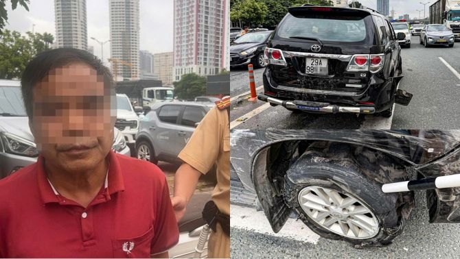 Kết quả nồng độ cồn khó tin của tài xế lái xe vỡ nát 2 lốp, chạy ngược chiều ở đường trên cao